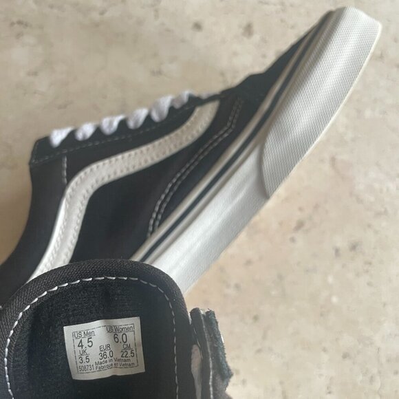 VANS Off The Wall Old Skool Black w White Stripe Size: Unisex Women 6.0 Men 4.5 - Picture 4 of 5